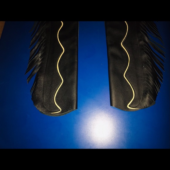 Custom Made Leather Fringed Chaps Small NWOT - Picture 9 of 10